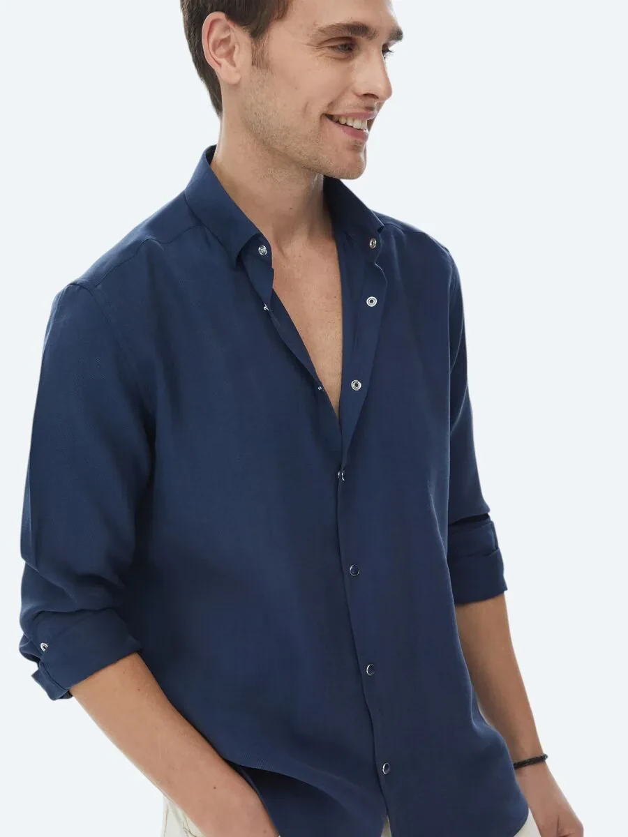 Indigo Regular Fit Weaving Casual Shirt - 2