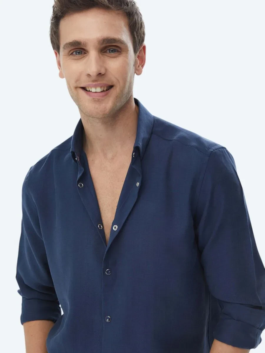 Indigo Regular Fit Weaving Casual Shirt - 4