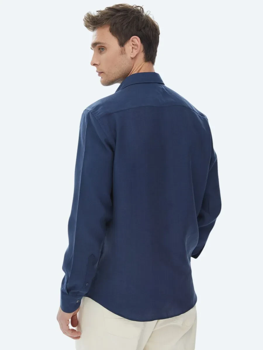 Indigo Regular Fit Weaving Casual Shirt - 6