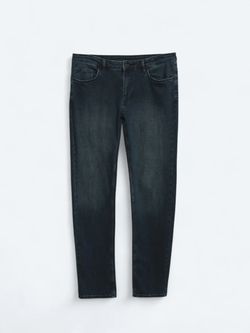 Indigo Slim Fit Denim Cotton Blended Trousers - 5