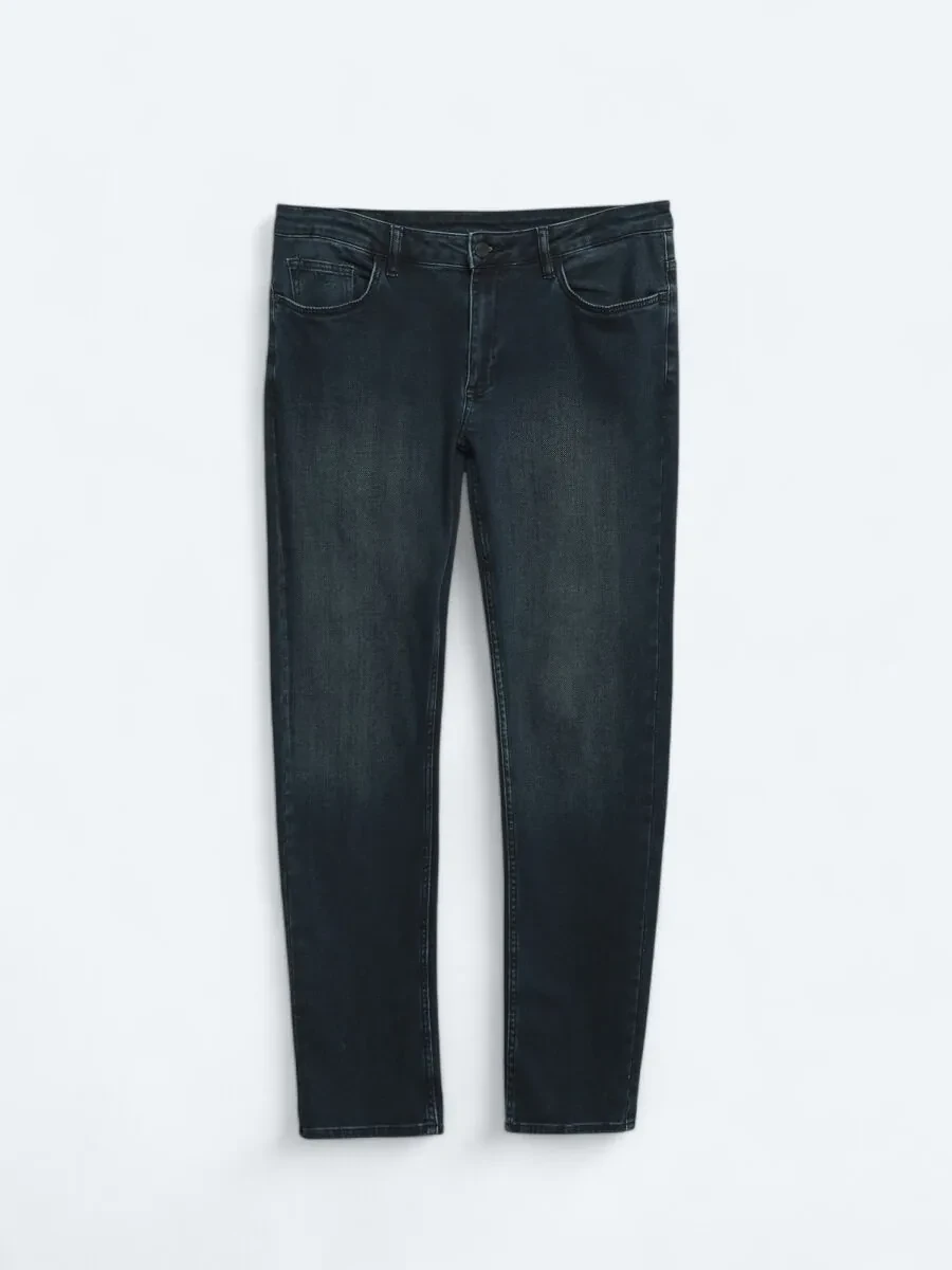 Indigo Slim Fit Denim Cotton Blended Trousers - 5