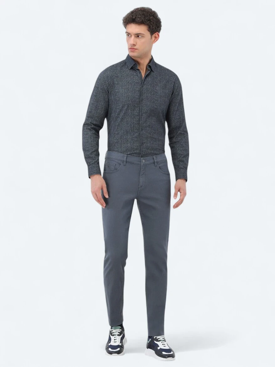 İndigo Slim Fit Denim Pamuk Karışımlı Pantolon - 1