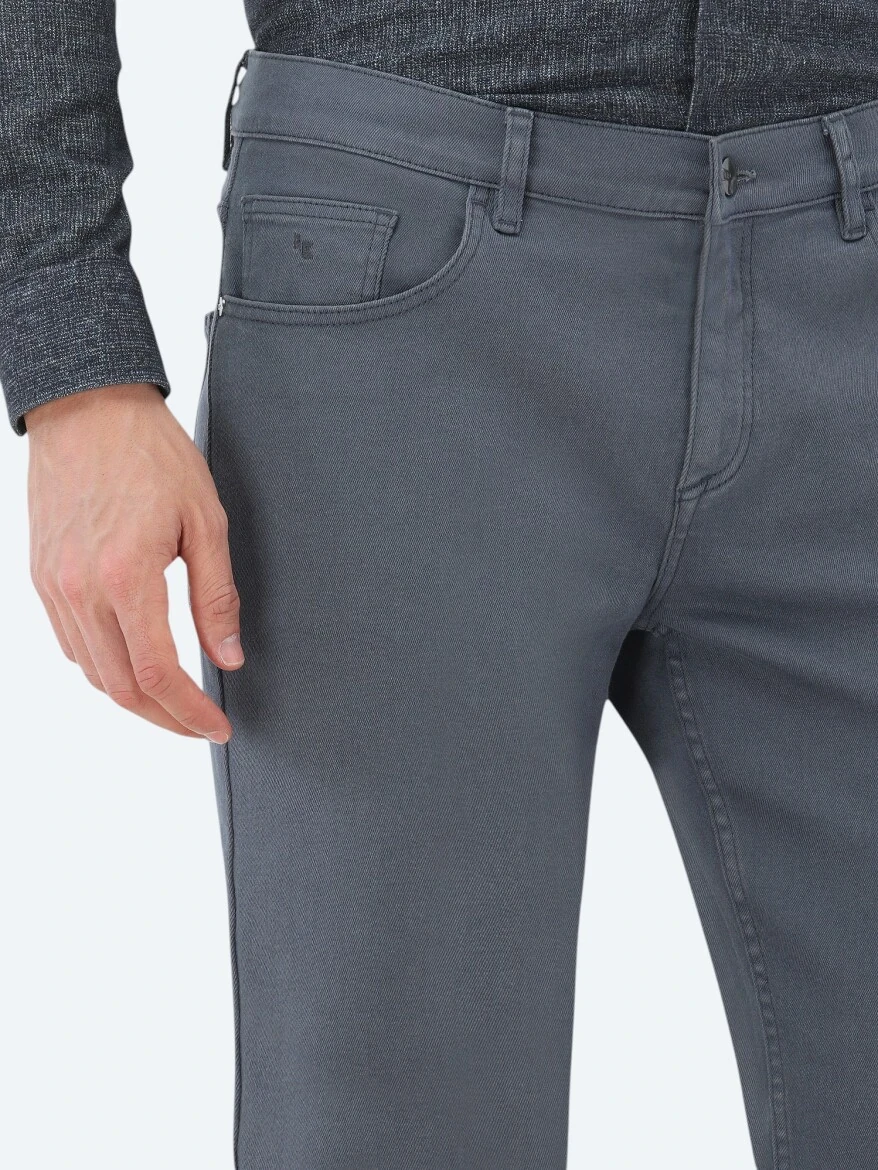 İndigo Slim Fit Denim Pamuk Karışımlı Pantolon - 3