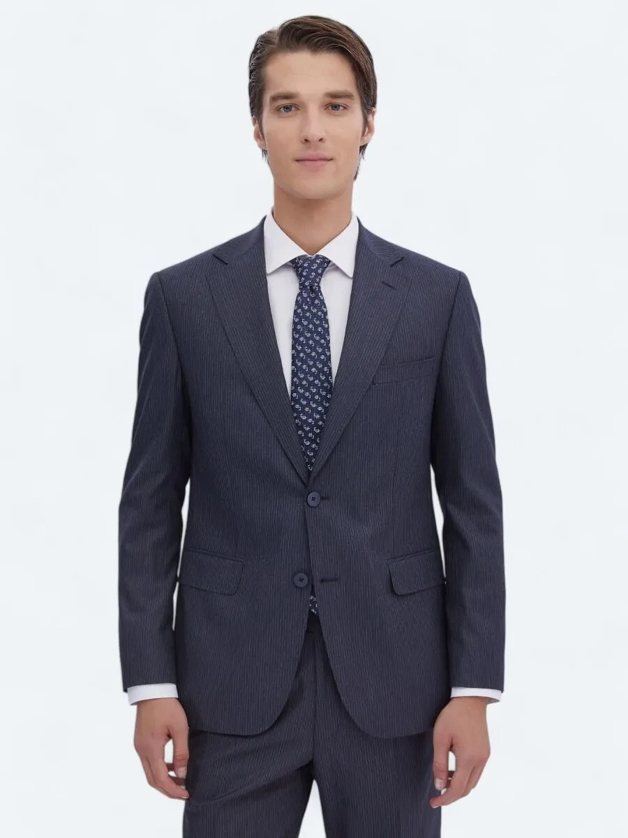 Indigo Striped Modern Fit Suit - 1