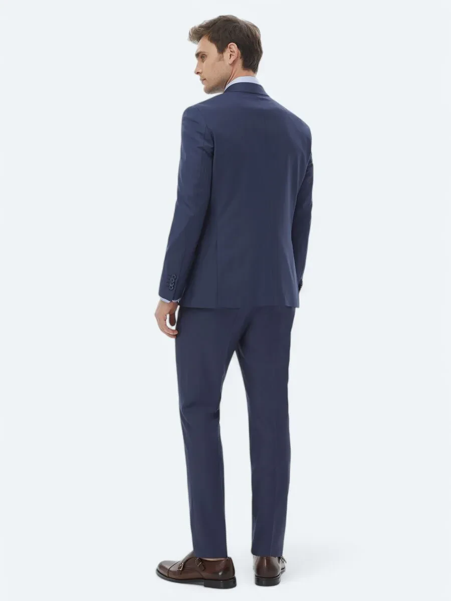 Indigo Striped Modern Fit Wool Blended Suit - 7