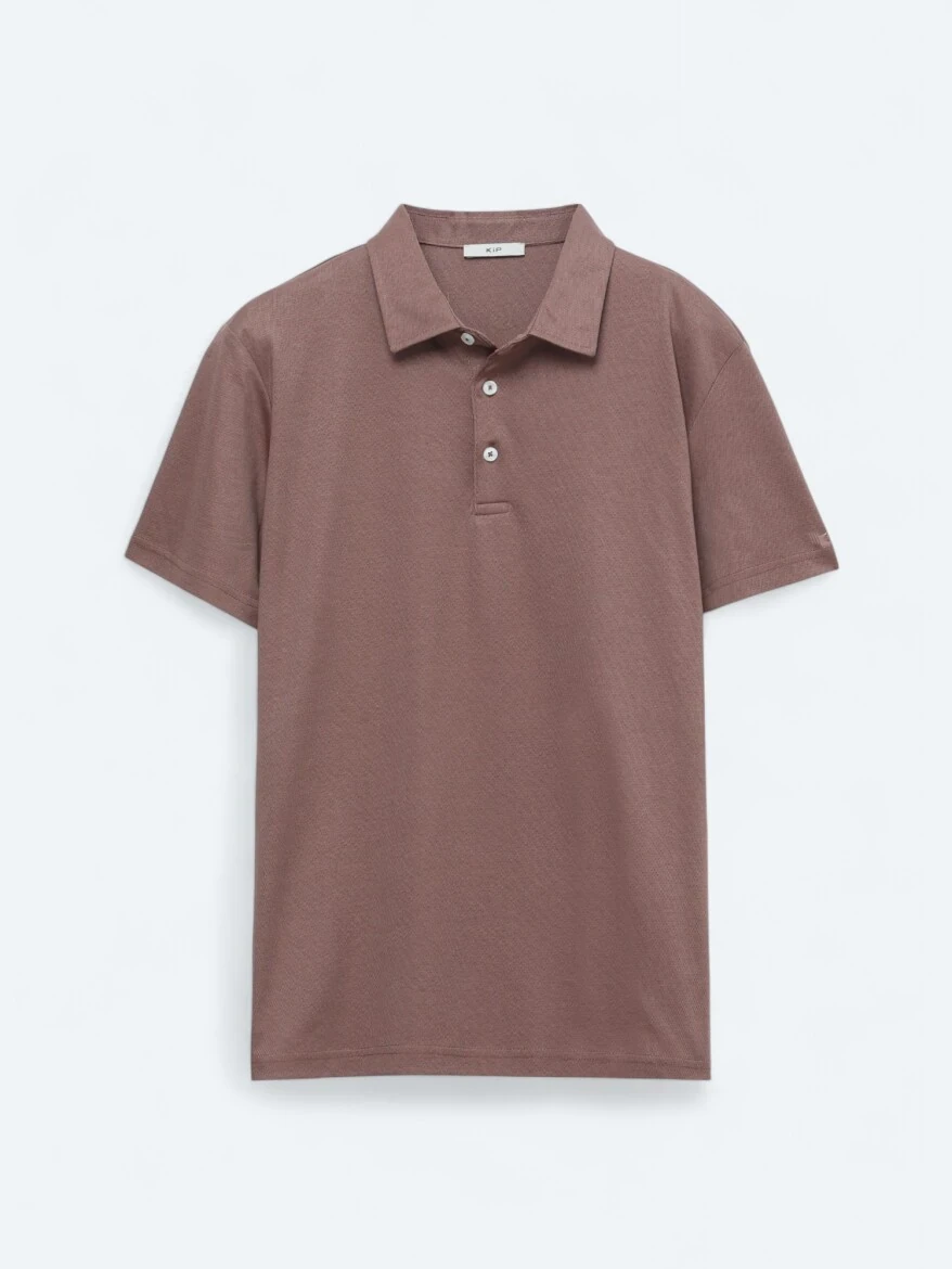 Kahverengi Bisiklet Yaka Pamuk Karışımlı T-Shirt 