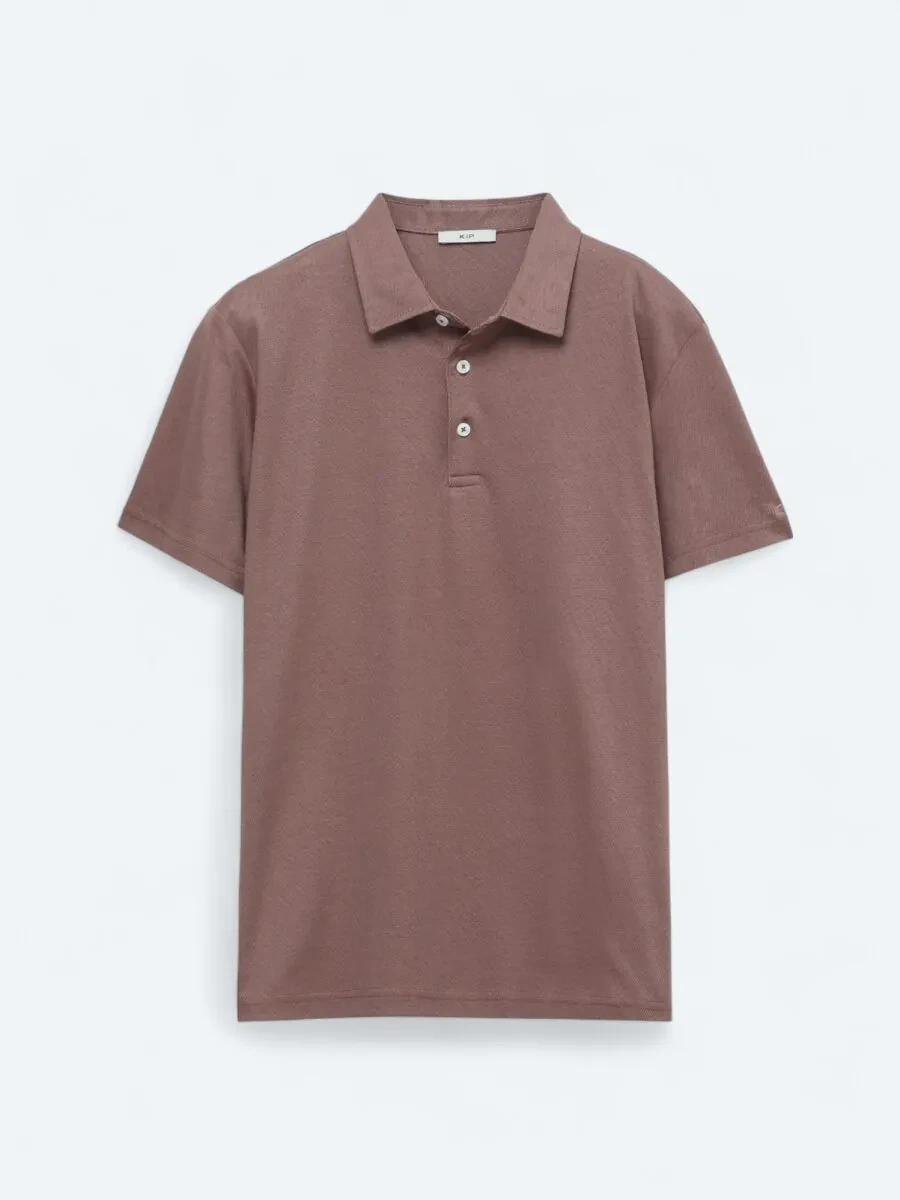 Kahverengi Bisiklet Yaka Pamuk Karışımlı T-Shirt - 1