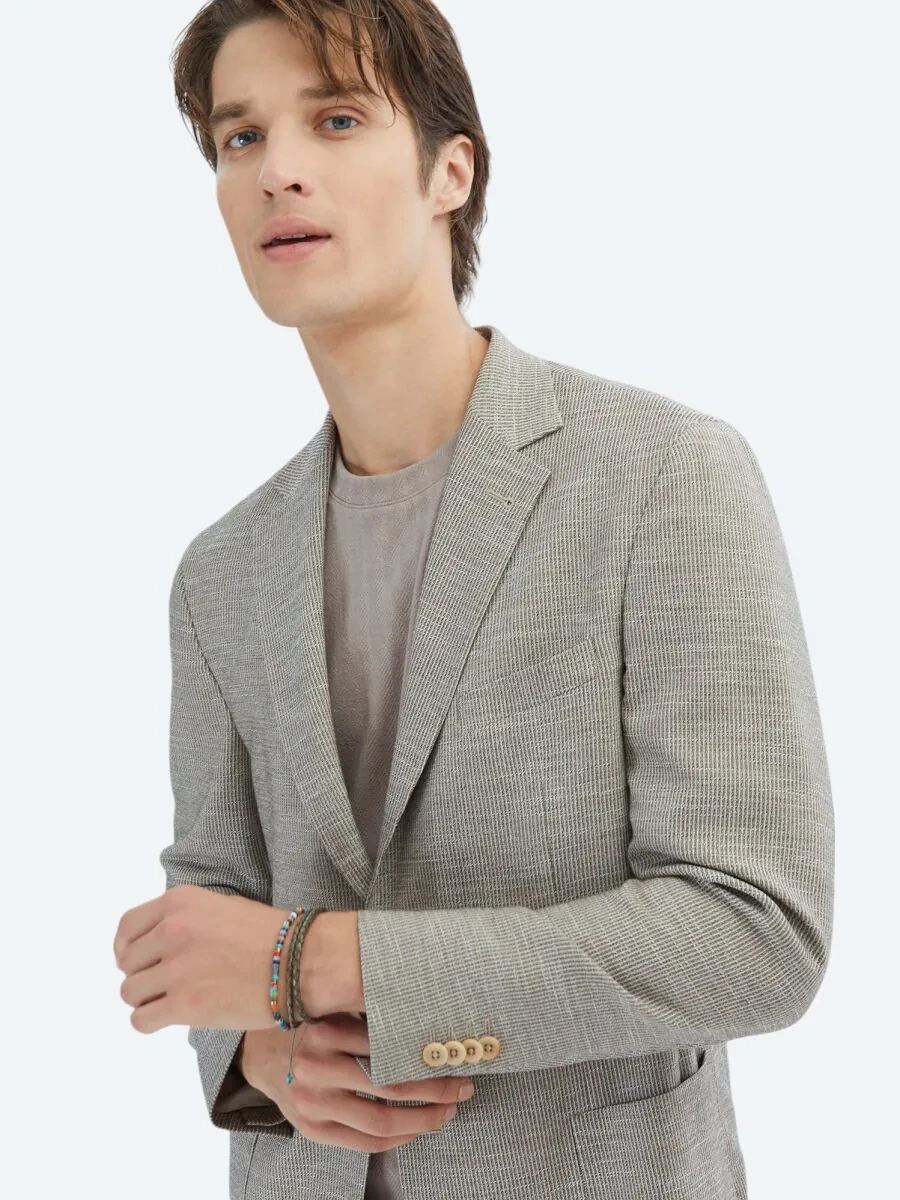 Kahverengi Desenli Regular Fit Ceket - 1