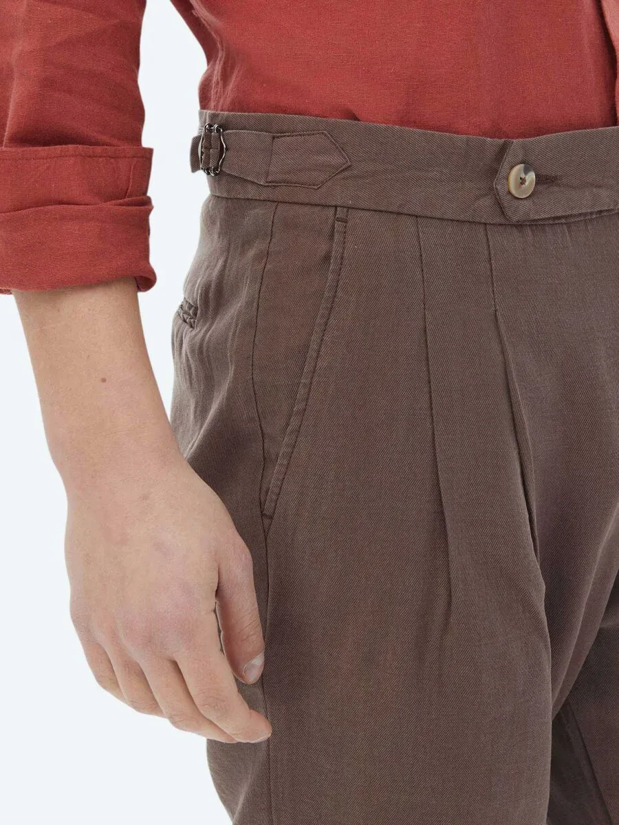 Kahverengi Dokuma Carrot Fit Casual Bermuda - 4