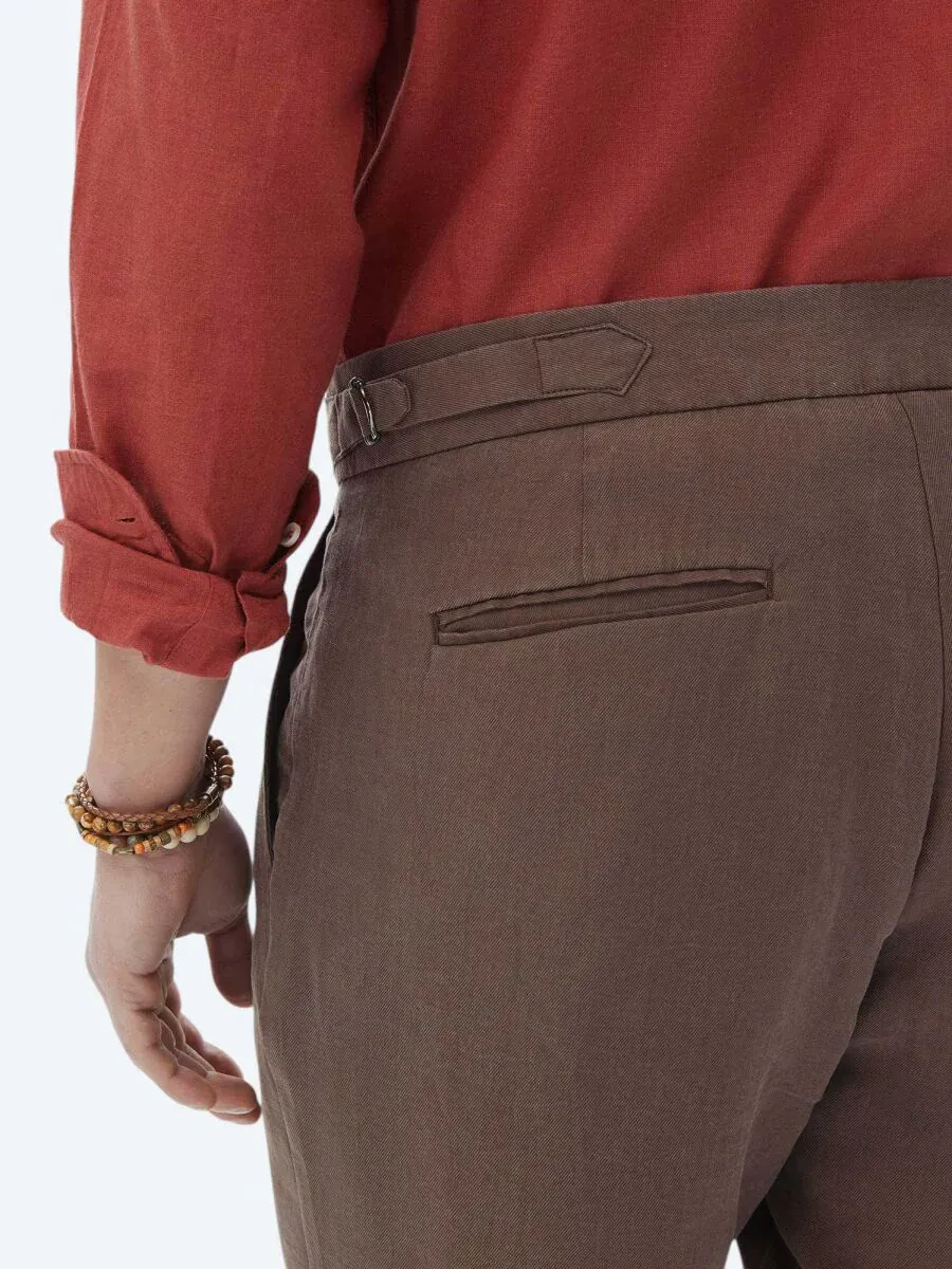 Kahverengi Dokuma Carrot Fit Casual Bermuda - 5
