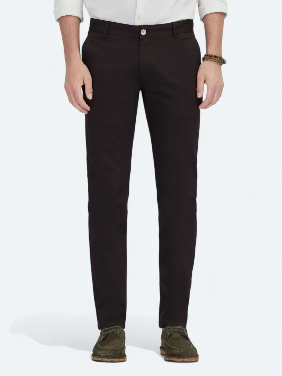Kahverengi Dokuma Casual Pamuk Karışımlı Pantolon - 2