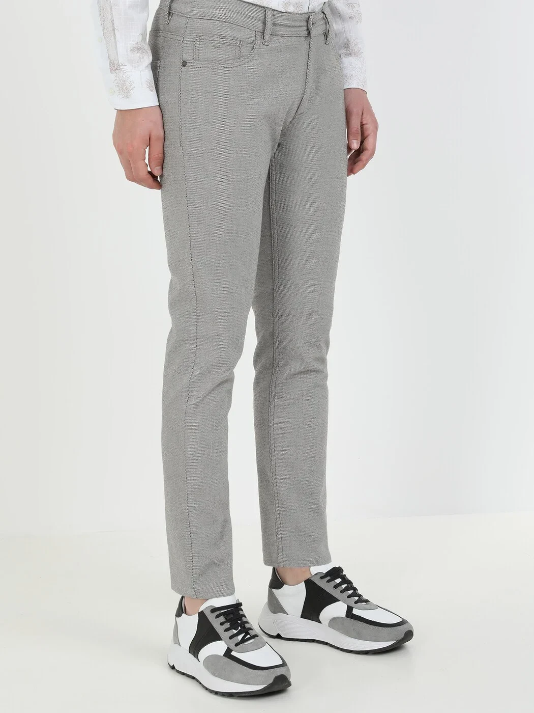 Kahverengi Dokuma Slim Fit Casual Pamuk Karışımlı Pantolon - 2