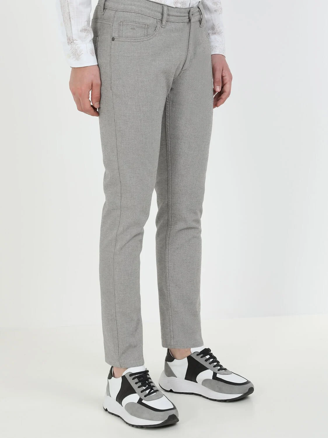 Kahverengi Dokuma Slim Fit Casual Pamuk Karışımlı Pantolon - 2