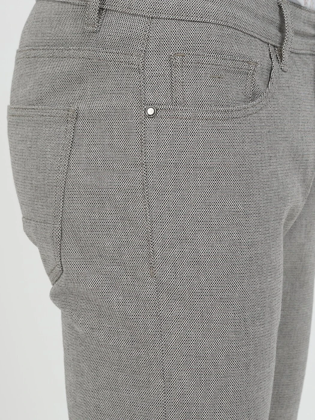 Kahverengi Dokuma Slim Fit Casual Pamuk Karışımlı Pantolon - 3