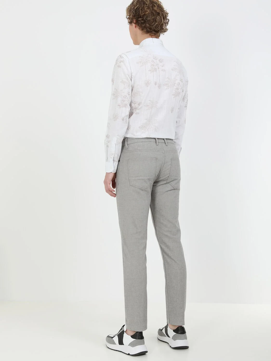 Kahverengi Dokuma Slim Fit Casual Pamuk Karışımlı Pantolon - 5