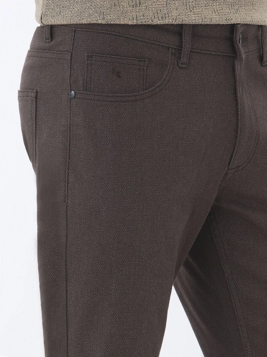 Kahverengi Dokuma Slim Fit Casual Pamuk Karışımlı Pantolon - 3