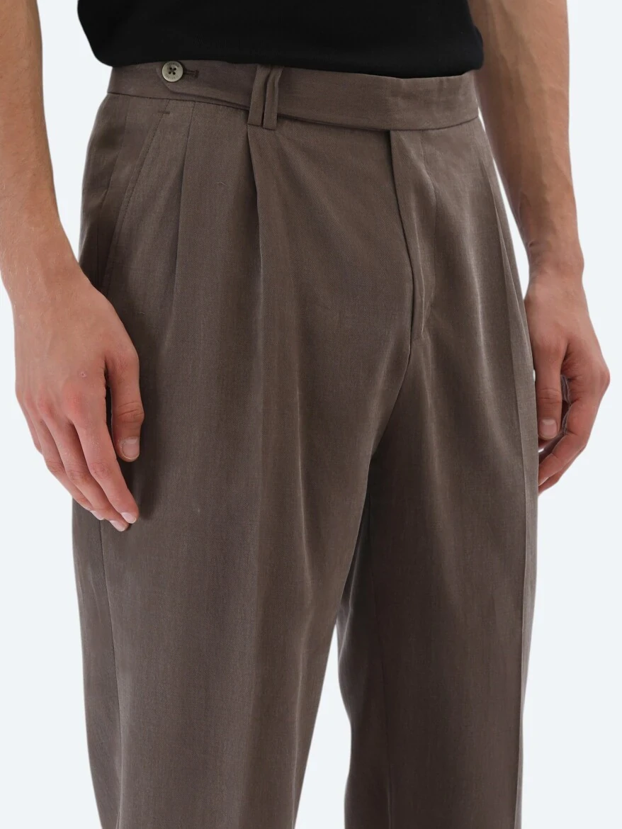 Kahverengi Düz Modern Fit Takım Elbise - 6