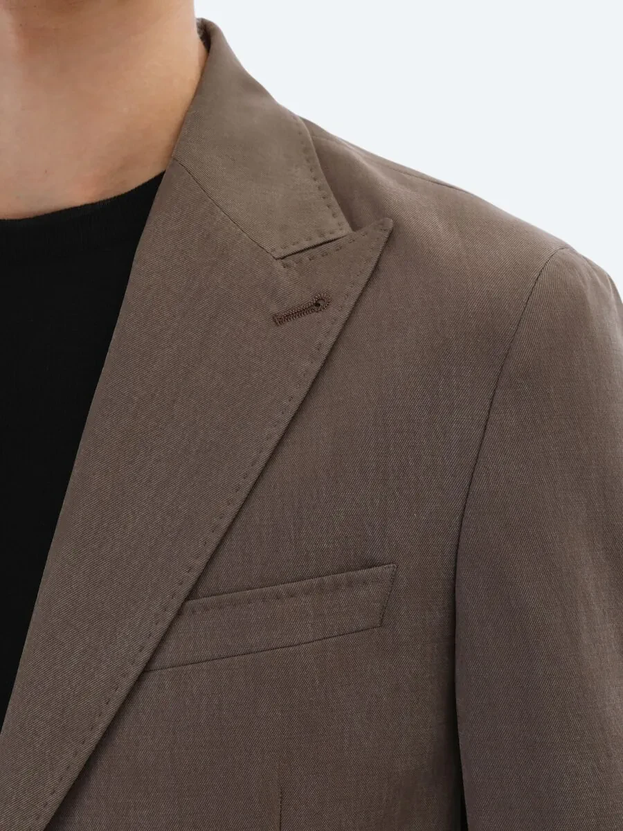 Kahverengi Düz Modern Fit Takım Elbise - 7