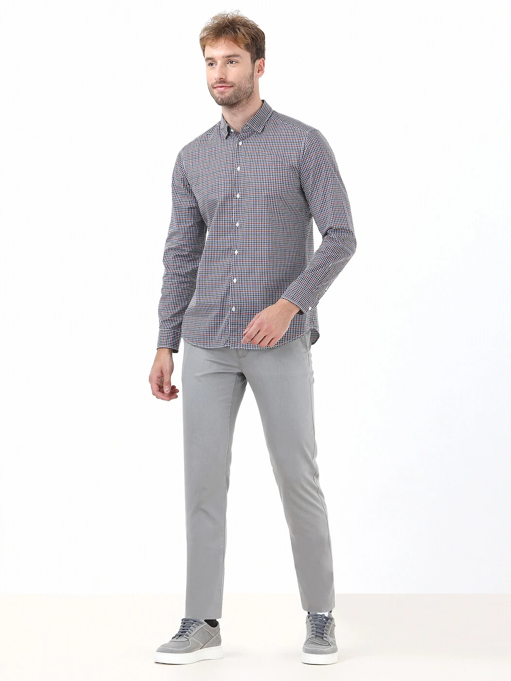 Kahverengi Kareli Slim Fit Dokuma Casual %100 Pamuk Gömlek - 2