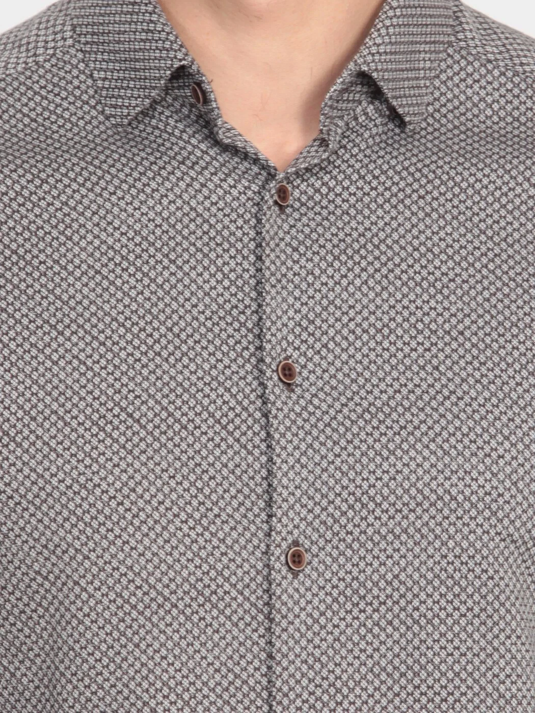Kahverengi Mikro Slim Fit Dokuma Casual %100 Pamuk Gömlek - 4