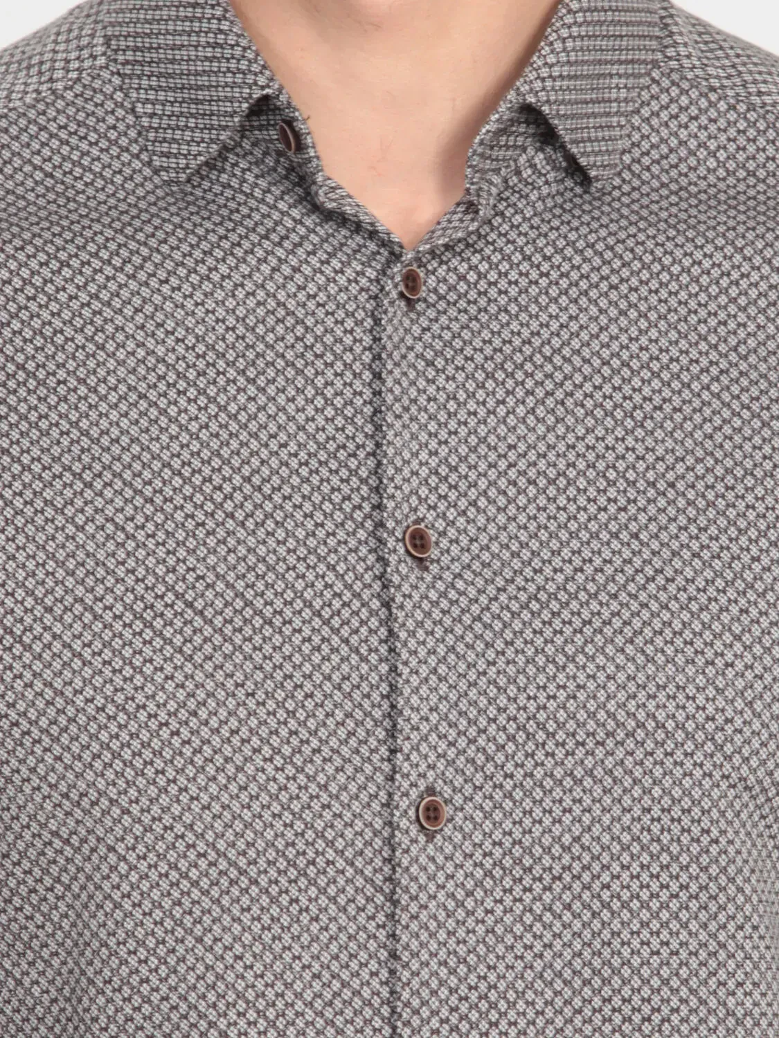 Kahverengi Mikro Slim Fit Dokuma Casual %100 Pamuk Gömlek - 4