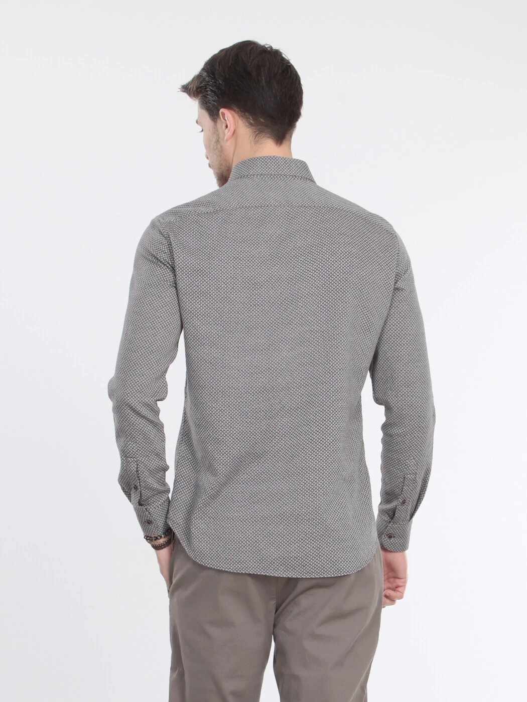 Kahverengi Mikro Slim Fit Dokuma Casual %100 Pamuk Gömlek - 5
