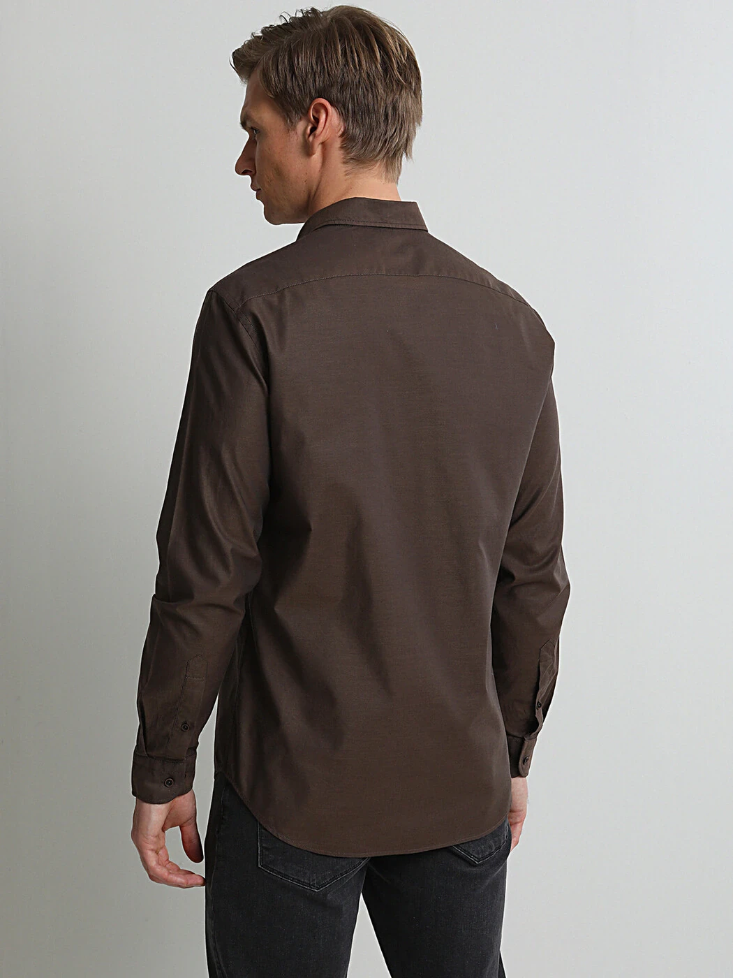Kahverengi Regular Fit Dokuma Casual %100 Pamuk Gömlek - 4