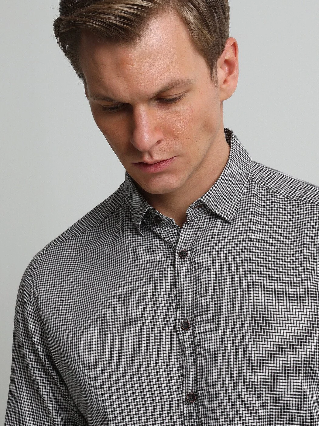 Kahverengi Regular Fit Dokuma Casual %100 Pamuk Gömlek - 1