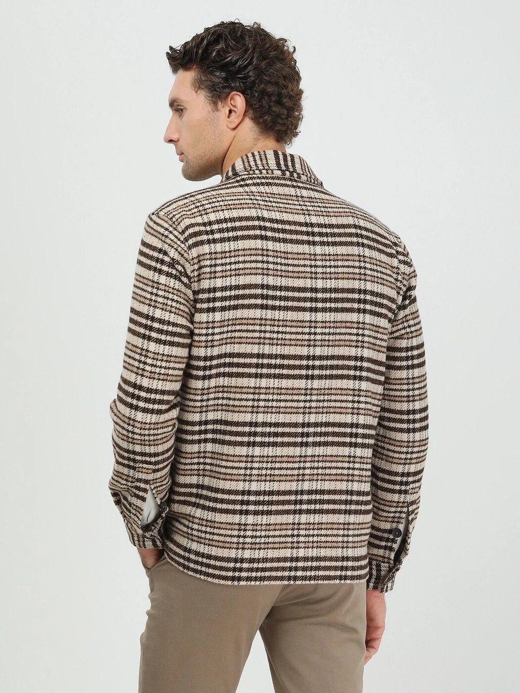 Kahverengi Regular Fit Dokuma Overshırt - 5