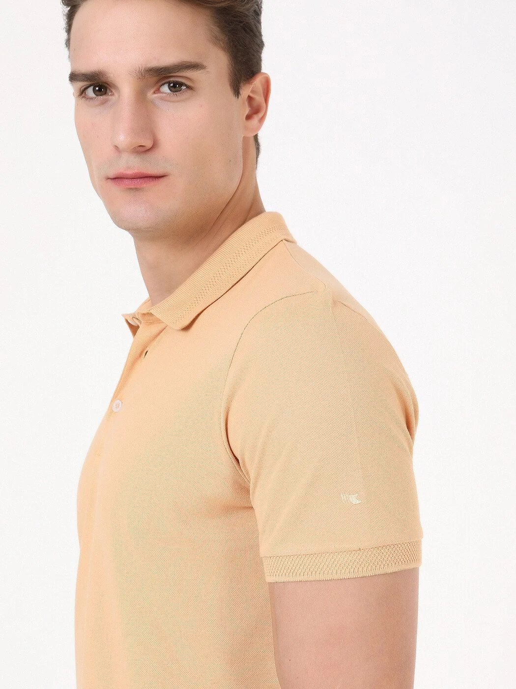 Kayısı Düz Polo Yaka %100 Pamuk T-Shirt - 3