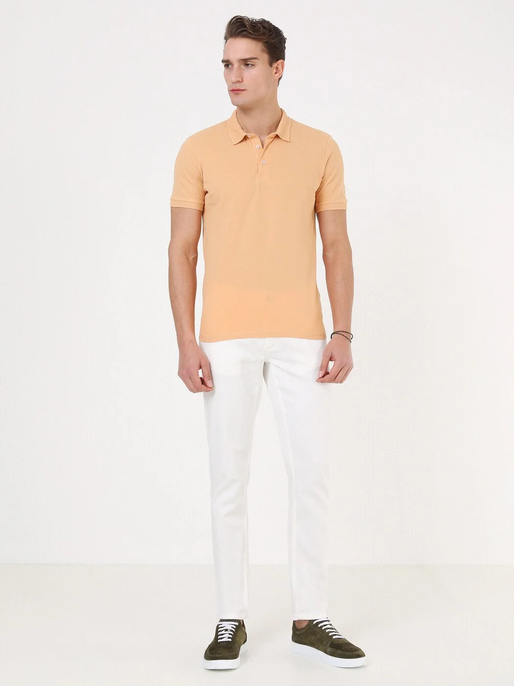 Kayısı Düz Polo Yaka %100 Pamuk T-Shirt - 4
