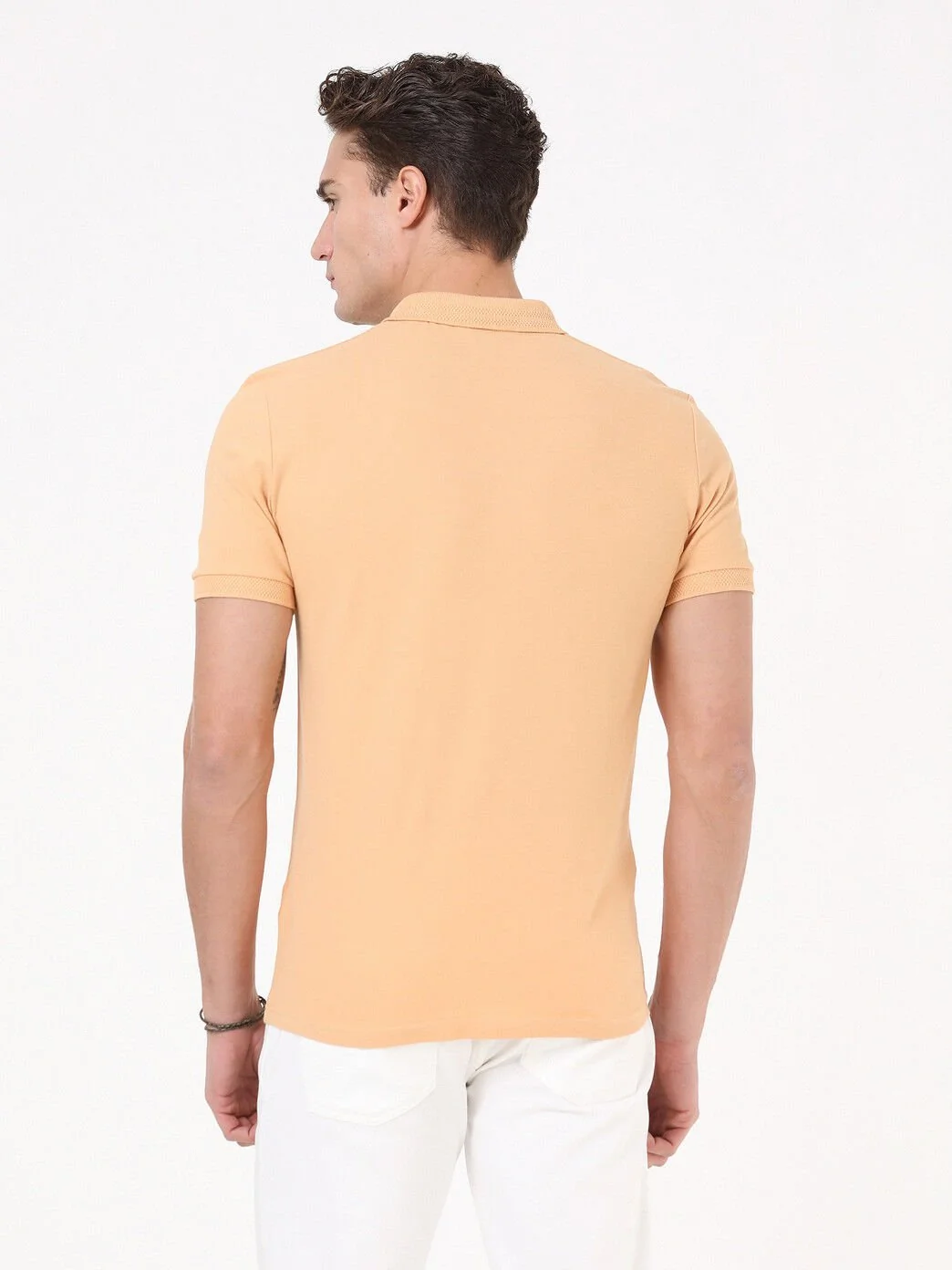 Kayısı Düz Polo Yaka %100 Pamuk T-Shirt - 5