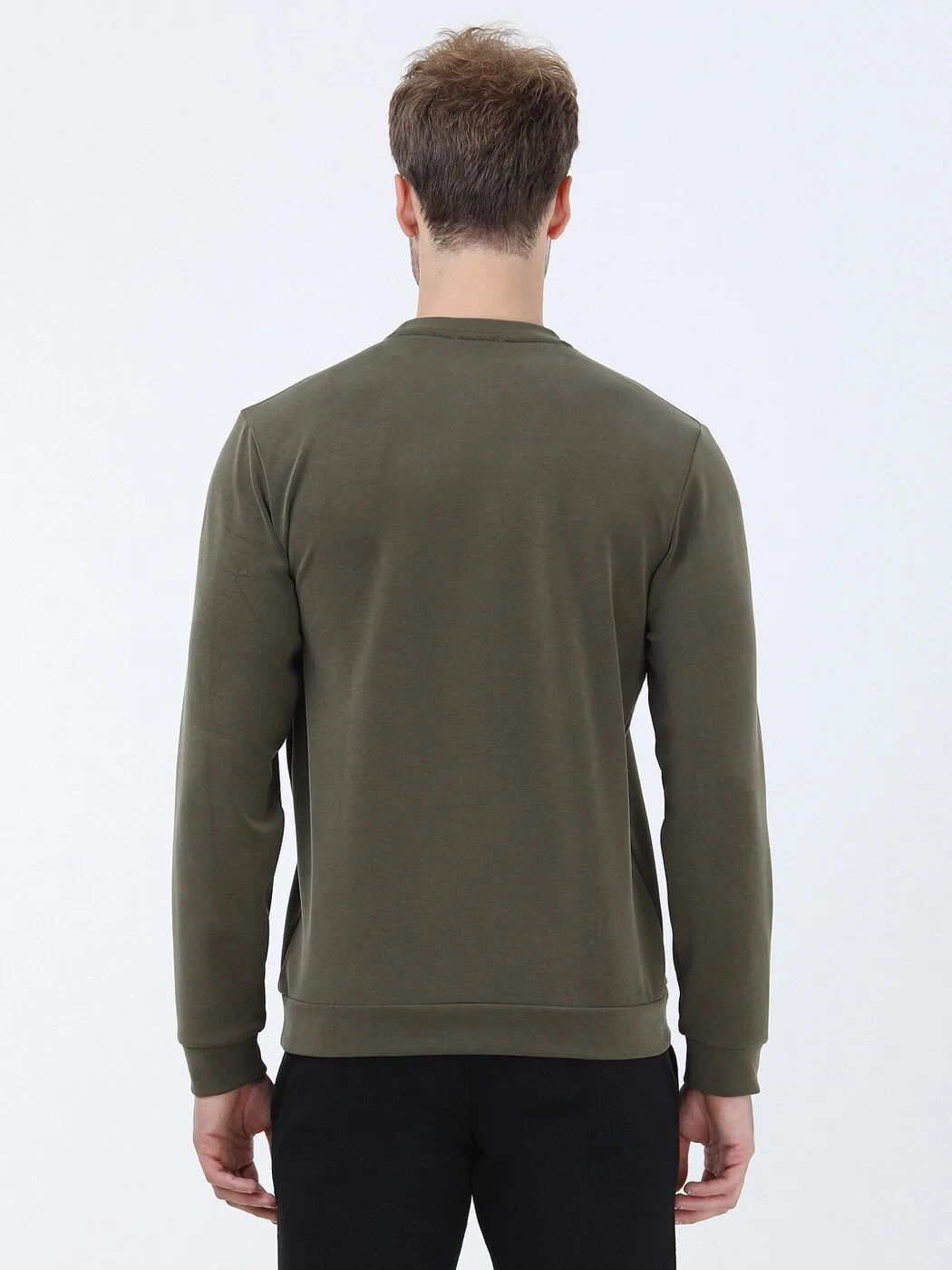 Khaki Crew Neck Printed Sweatshirt 