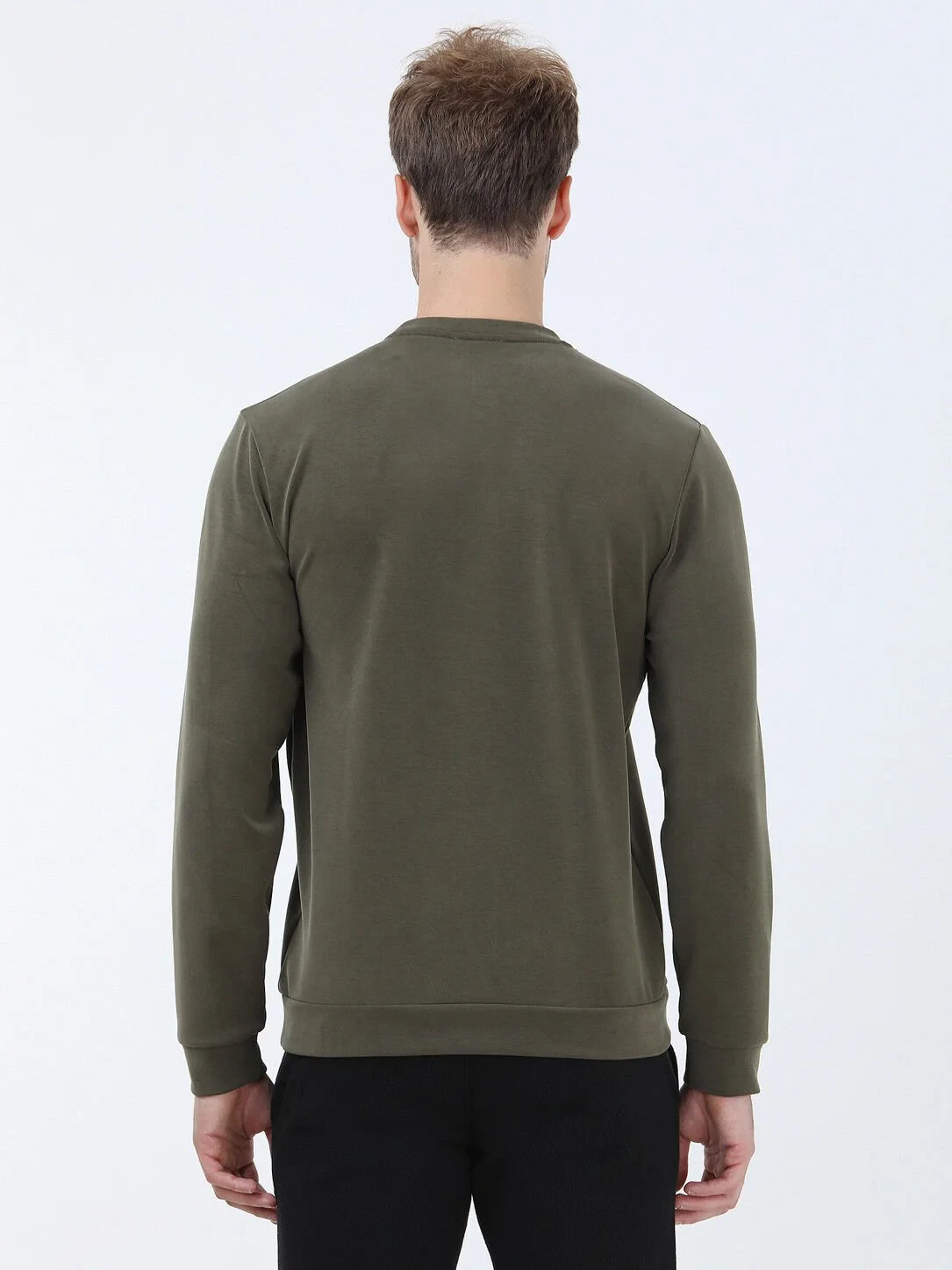 Khaki Crew Neck Printed Sweatshirt - 4