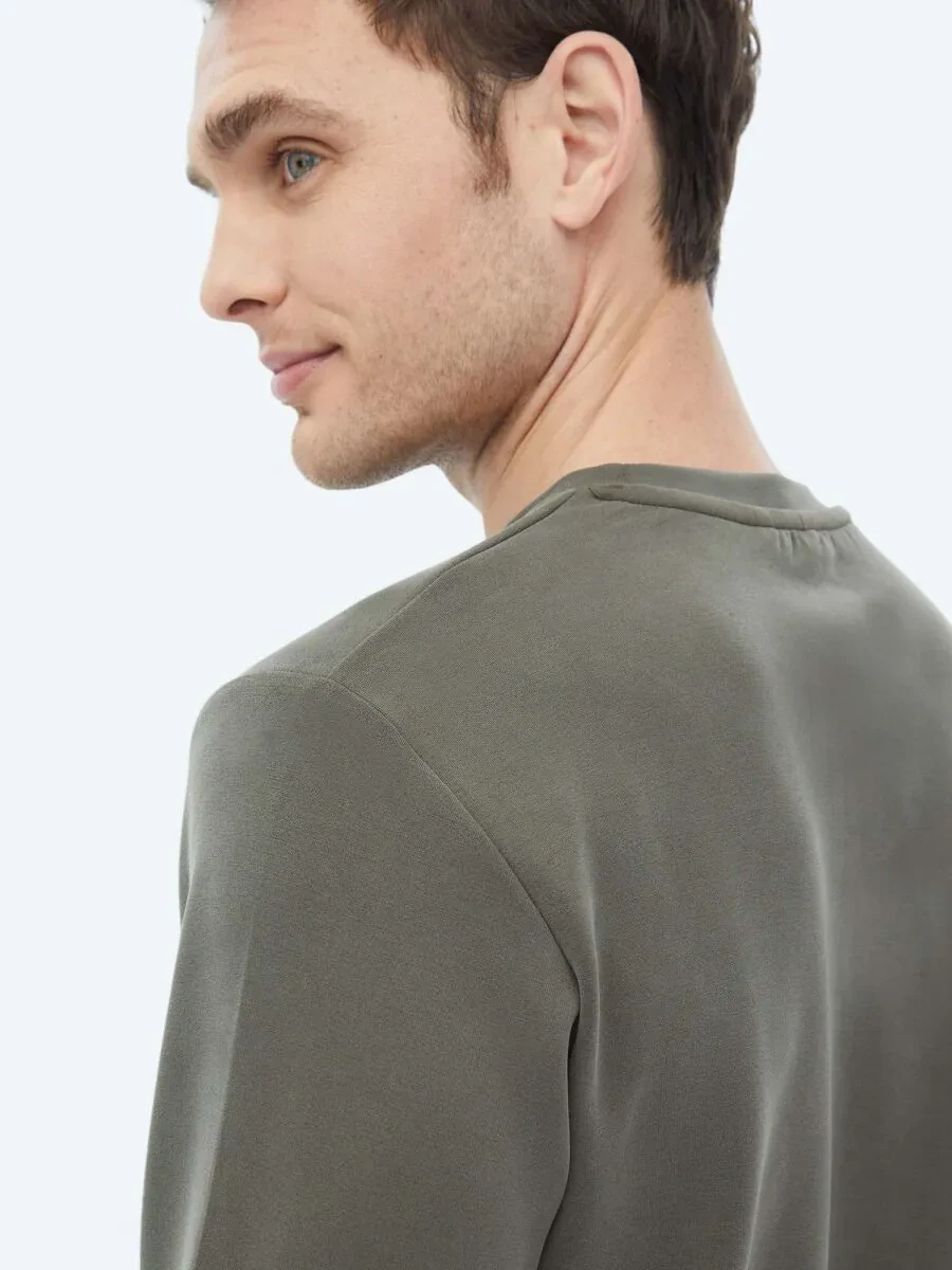 Khaki Crew Neck Printed Sweatshirt - 7