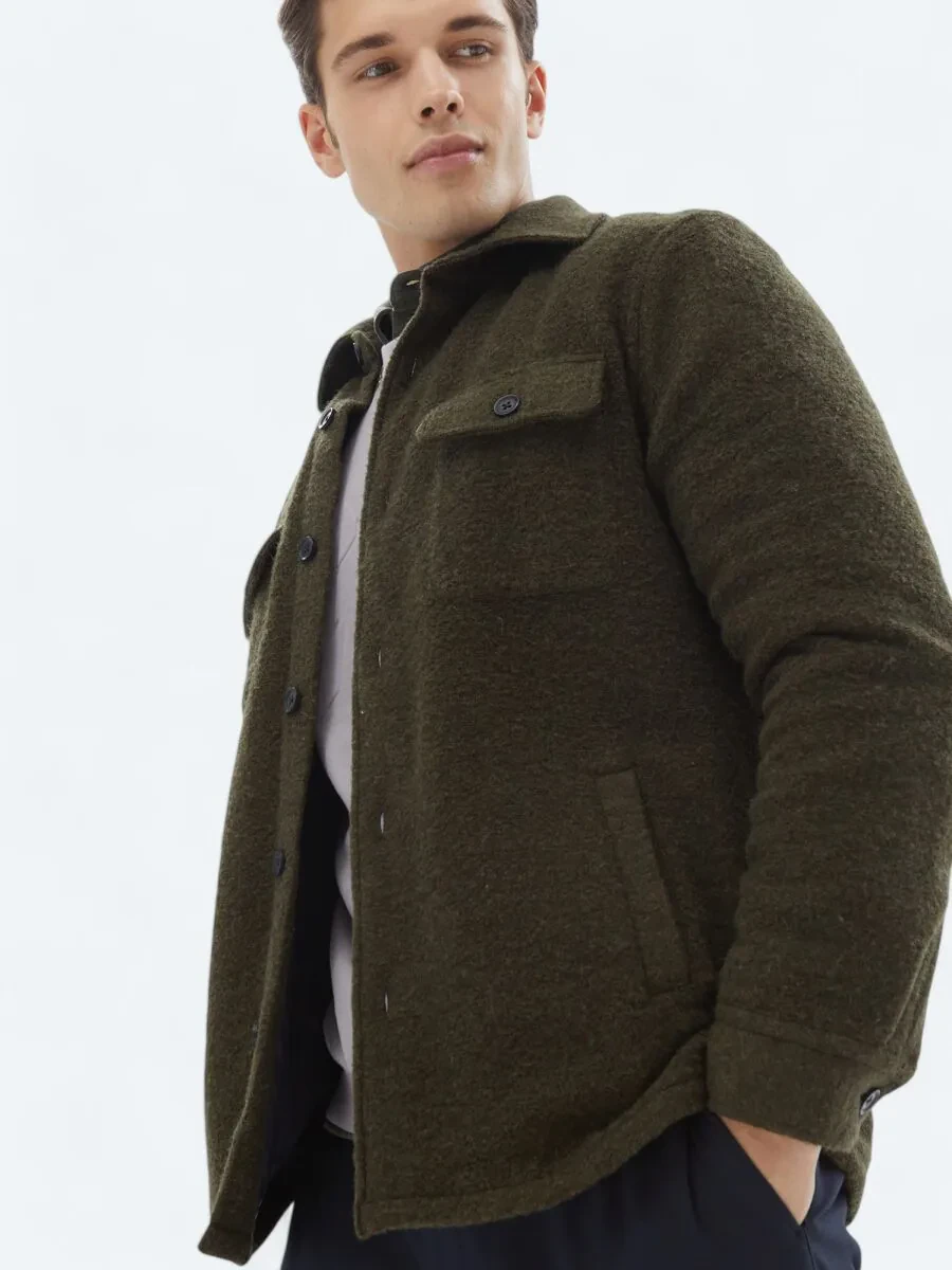 Khaki Knitting Coat - 1