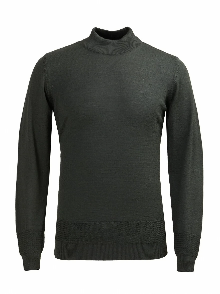 Khaki Knitwear Sweatshirt - 1