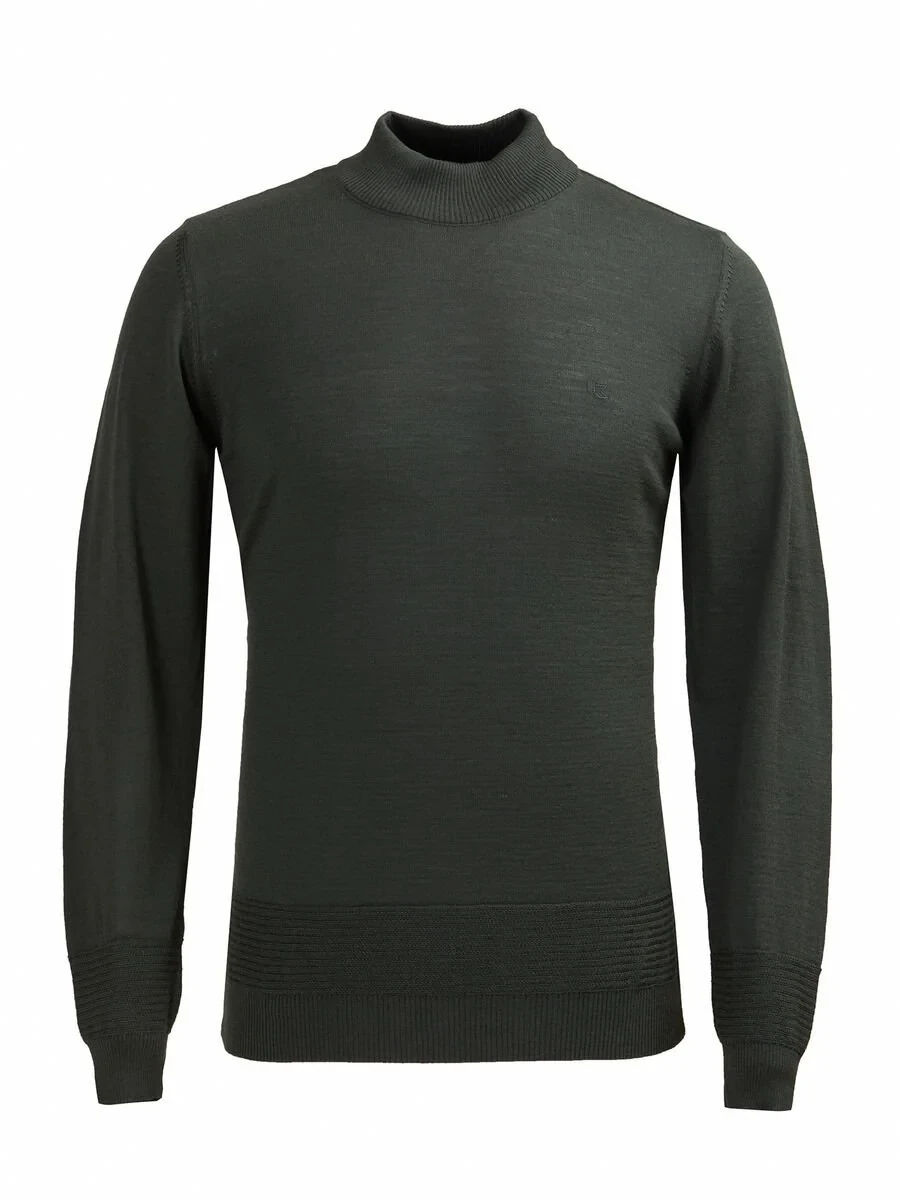 Khaki Knitwear Sweatshirt - 1