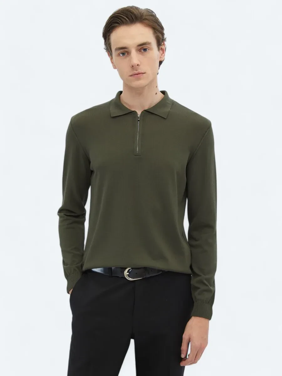 Khaki Knitwear Sweatshirt - 1
