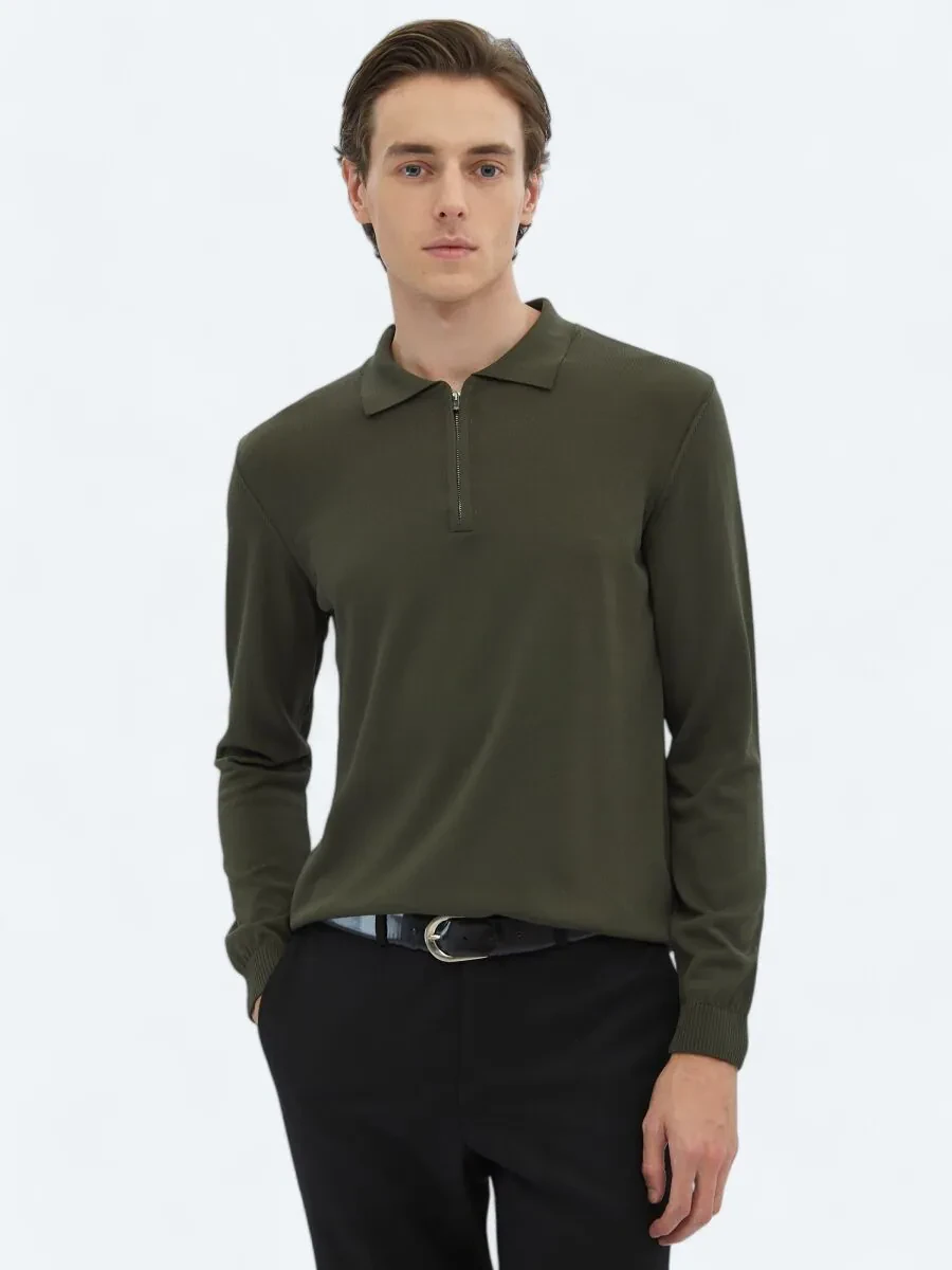 Khaki Knitwear Sweatshirt - 3