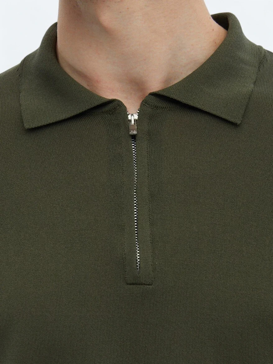 Khaki Knitwear Sweatshirt - 5