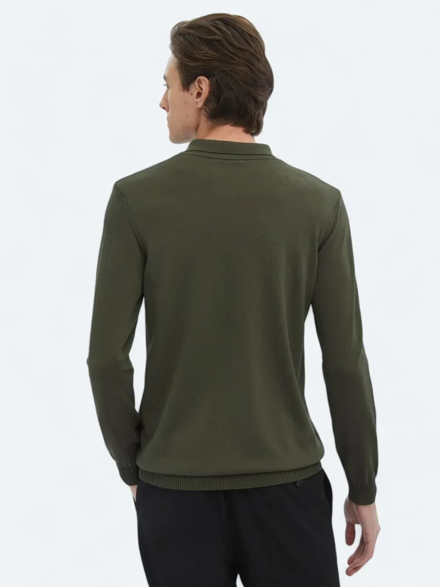 Khaki Knitwear Sweatshirt - 6