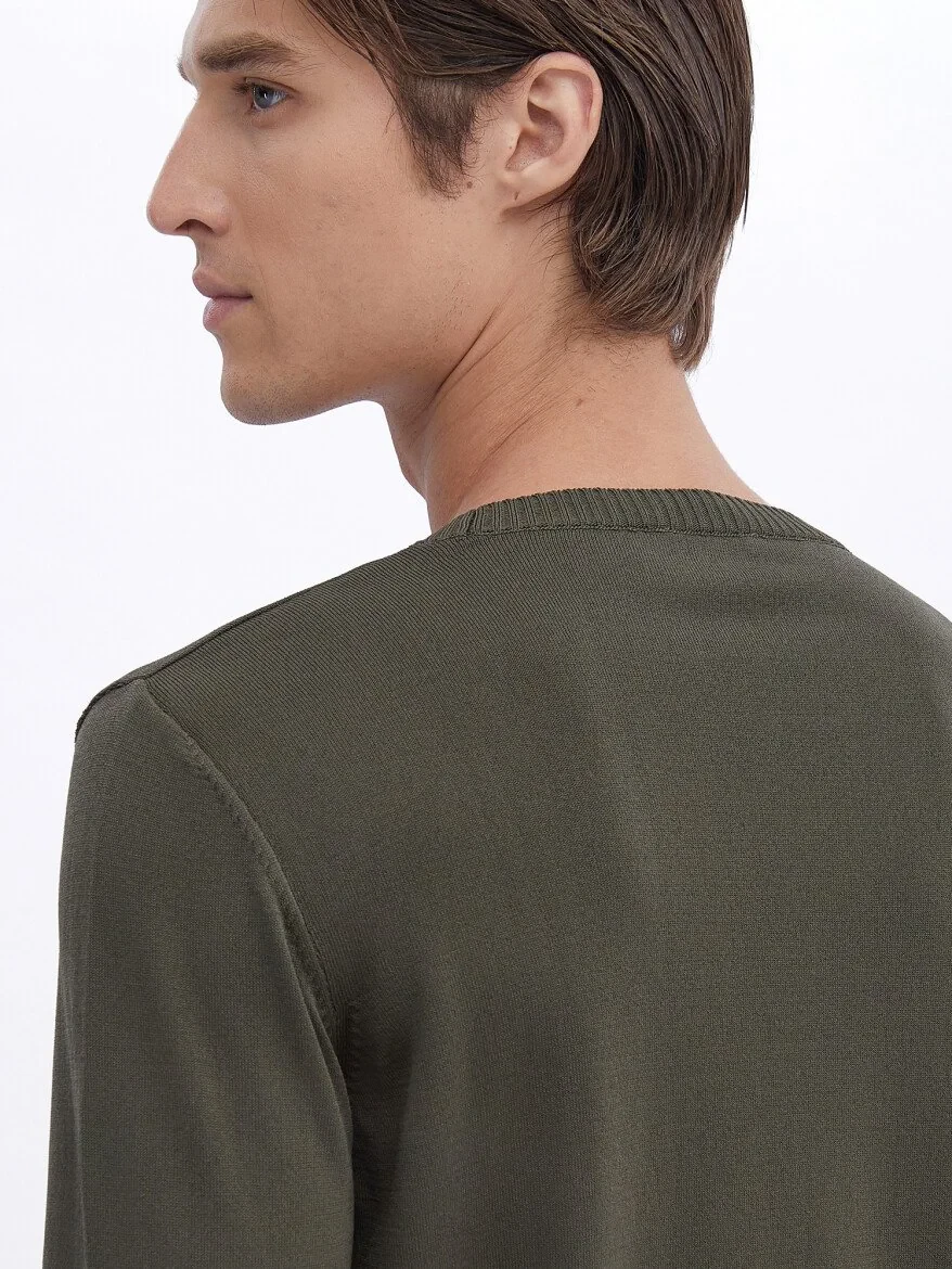 Khaki Knitwear Sweatshirt - 5