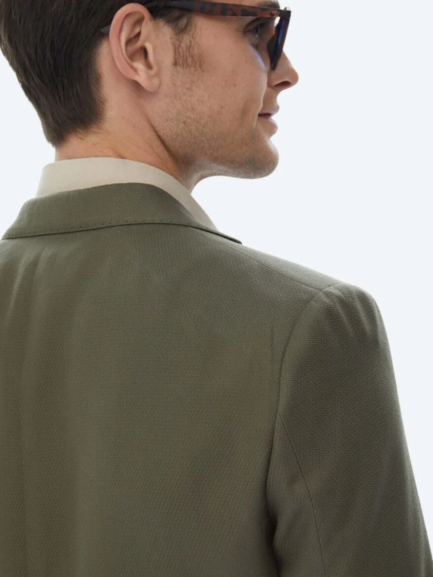Khaki Patterned Modern Fit Jacket - 6