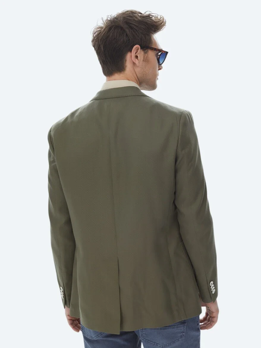 Khaki Patterned Modern Fit Jacket - 7
