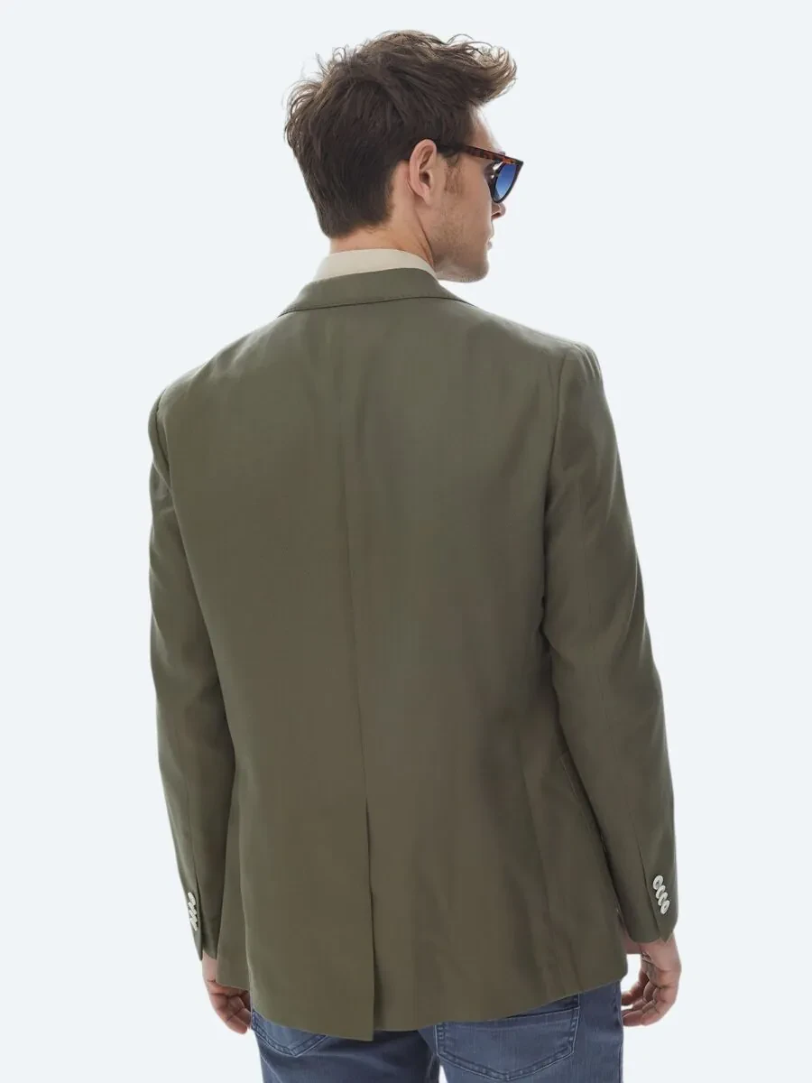 Khaki Patterned Modern Fit Jacket - 7