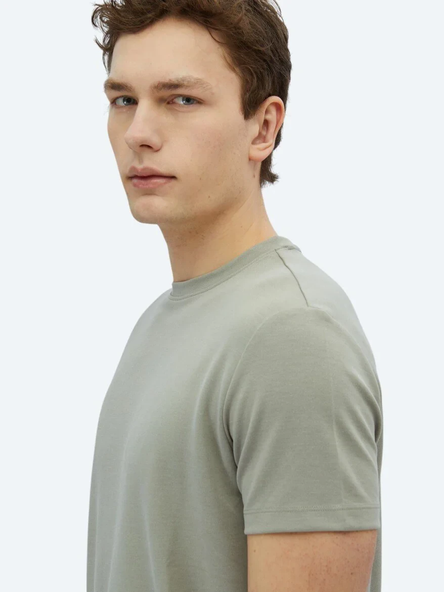 Khaki Plain Crew Neck T-Shirt 