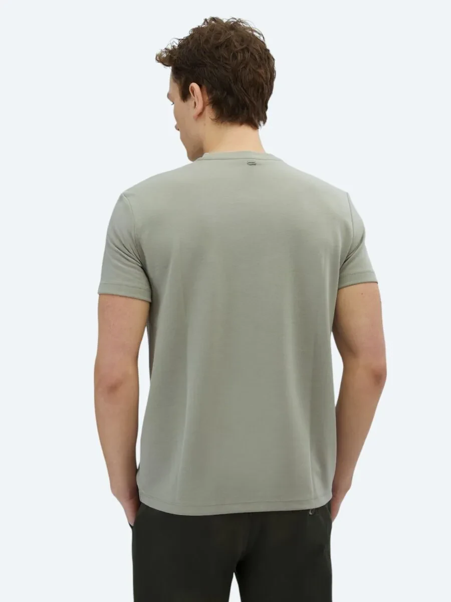 Khaki Plain Crew Neck T-Shirt - 6