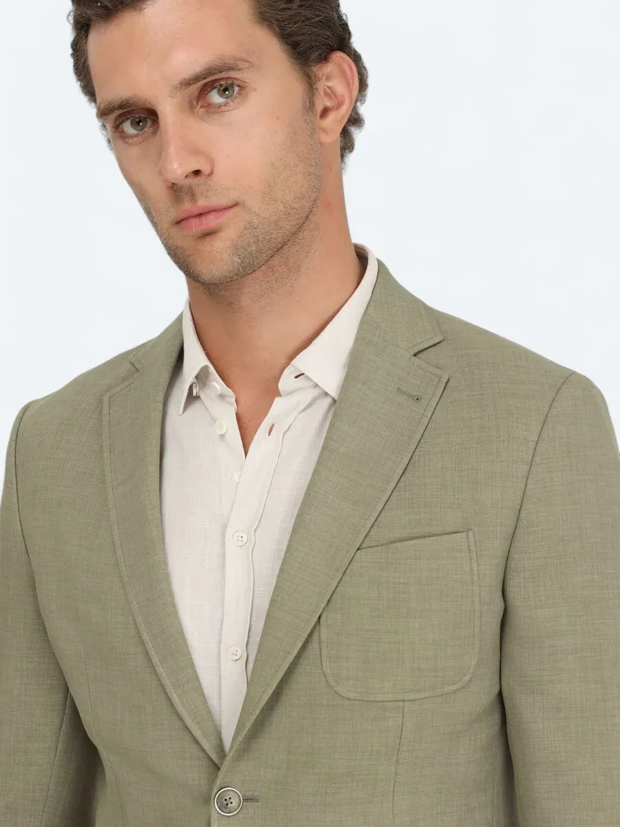 Khaki Plain Modern Fit Jacket - 3
