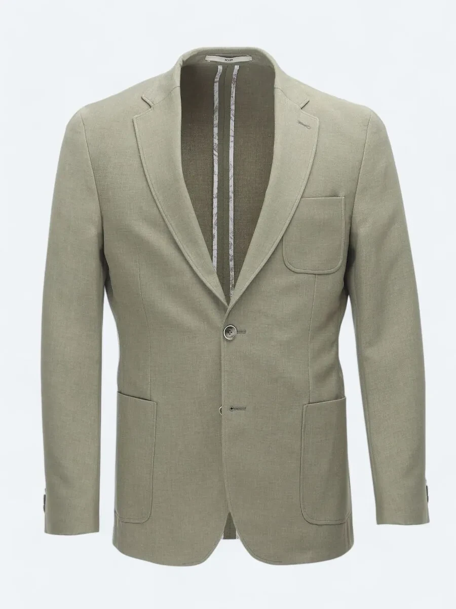 Khaki Plain Modern Fit Jacket - 7